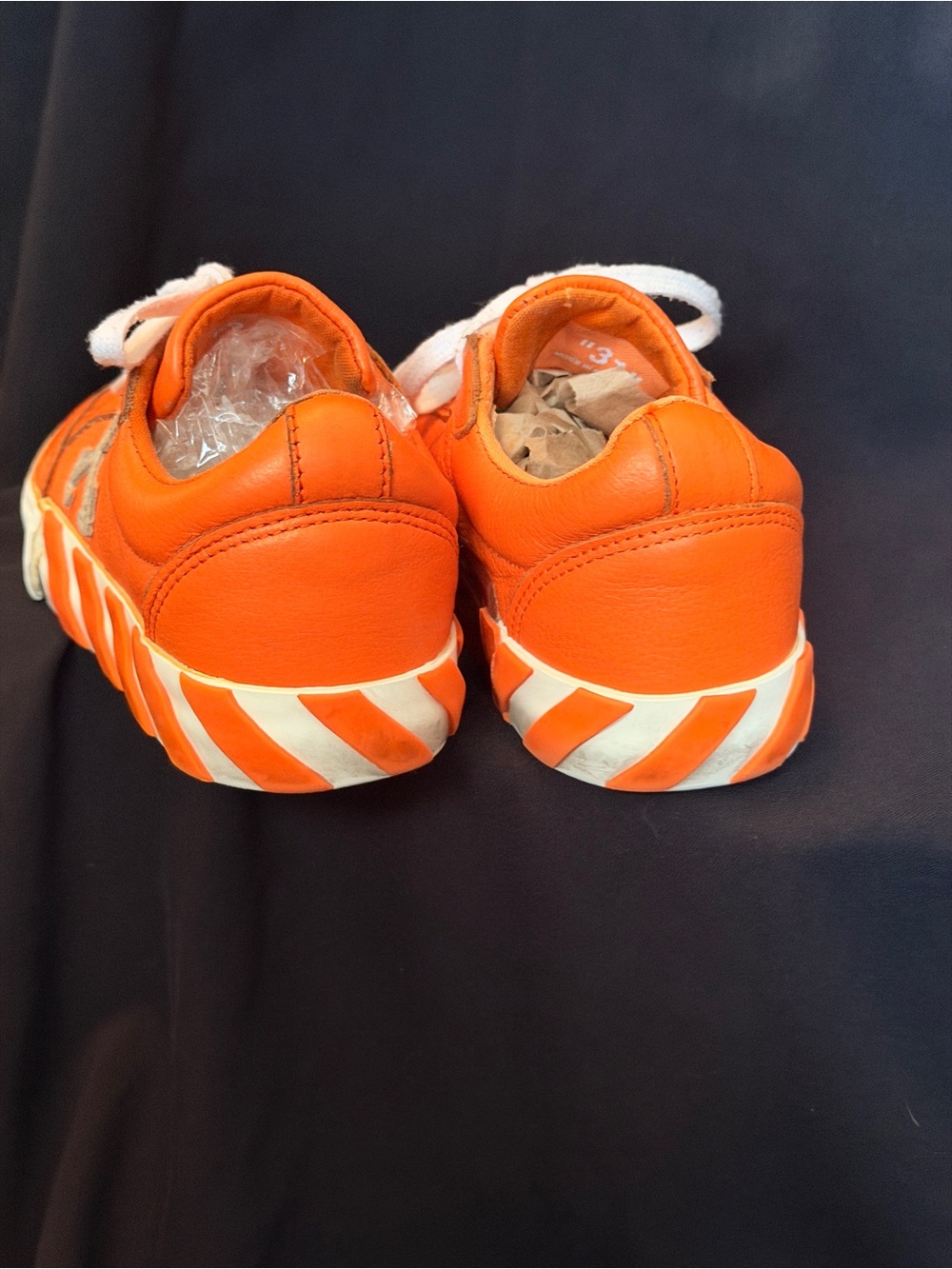 Off-White Virgil Abloh Orange Leather Low Top Sneakers - Picture 3 of 7
